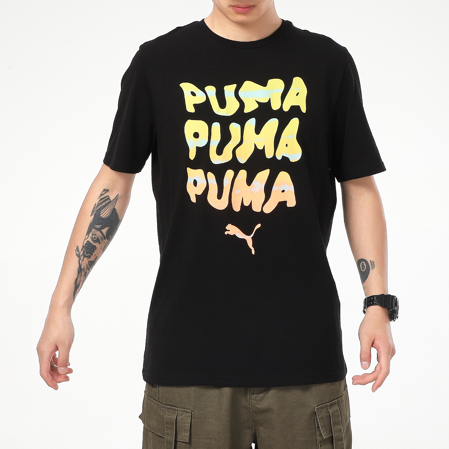 Мужская футболка PUMA LogoT (черная) — фото 5