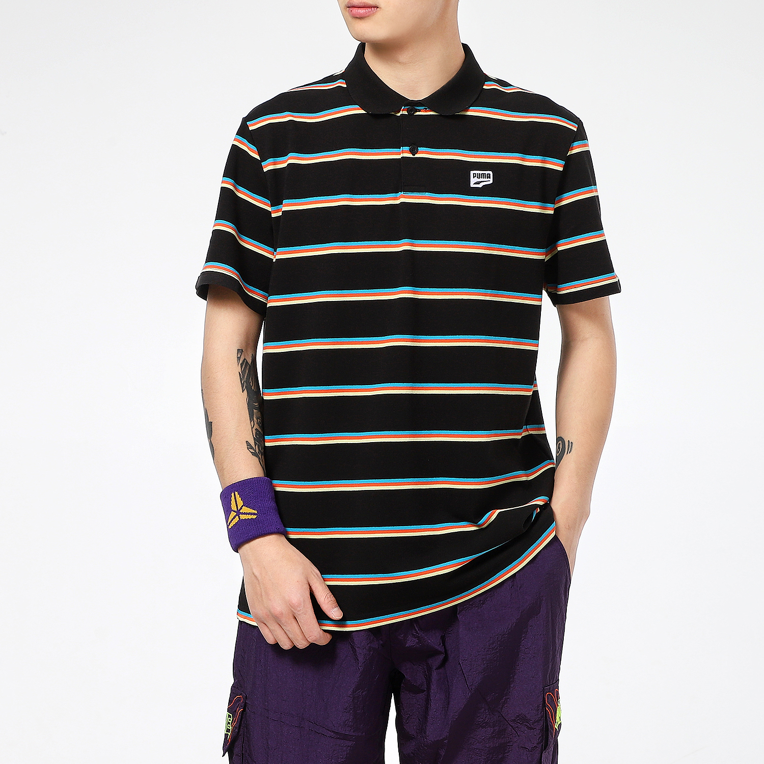 Мужские футболка PUMA Polo (черный) — фото 3