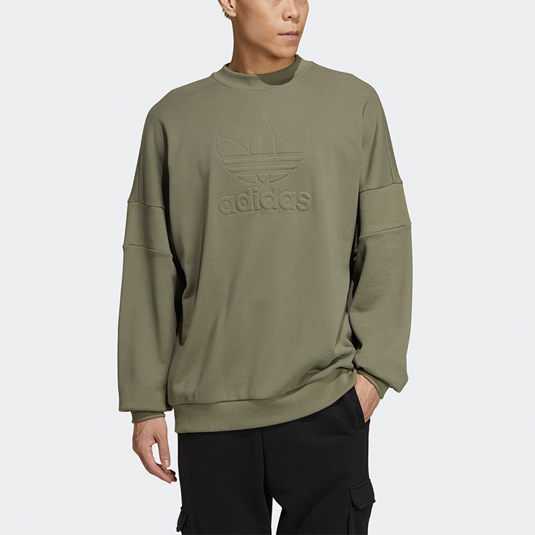 Мужской свитшот adidas originals Embossed crew (зеленый) — фото 4