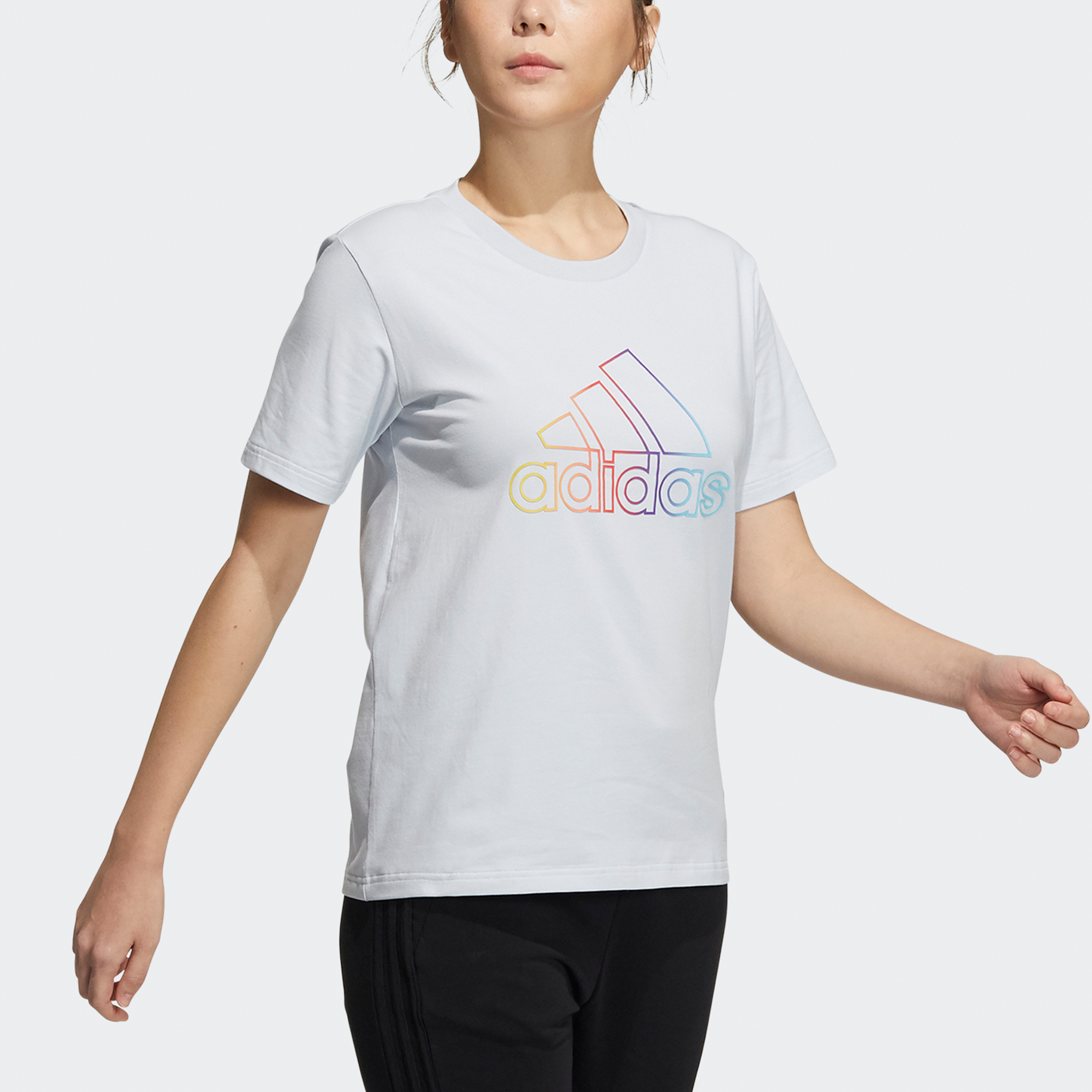 Женские футболка adidas W Bos Tee (светло-голубая) — фото 3