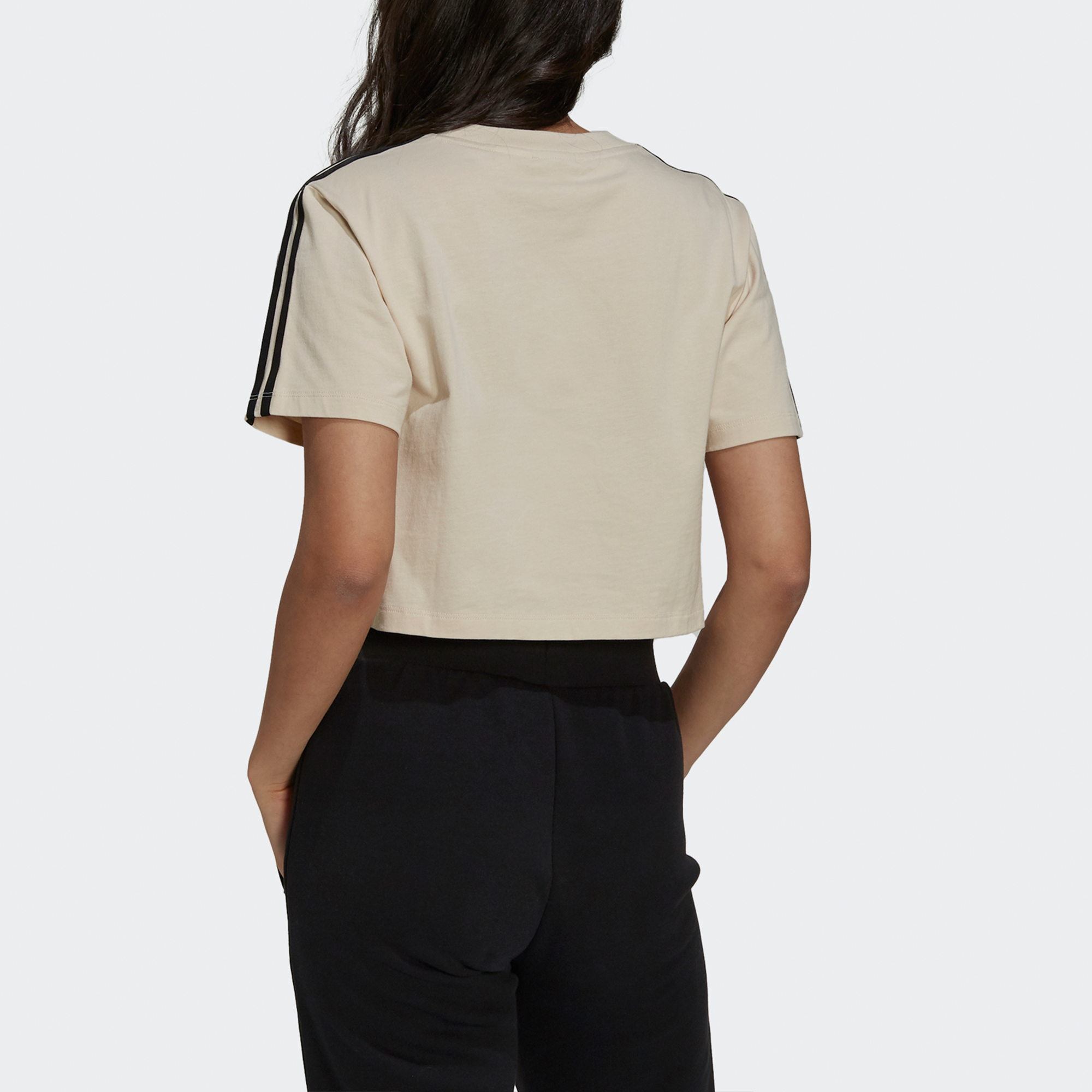 Женская футболка adidas originals logoT (бежево-белая) — фото 5