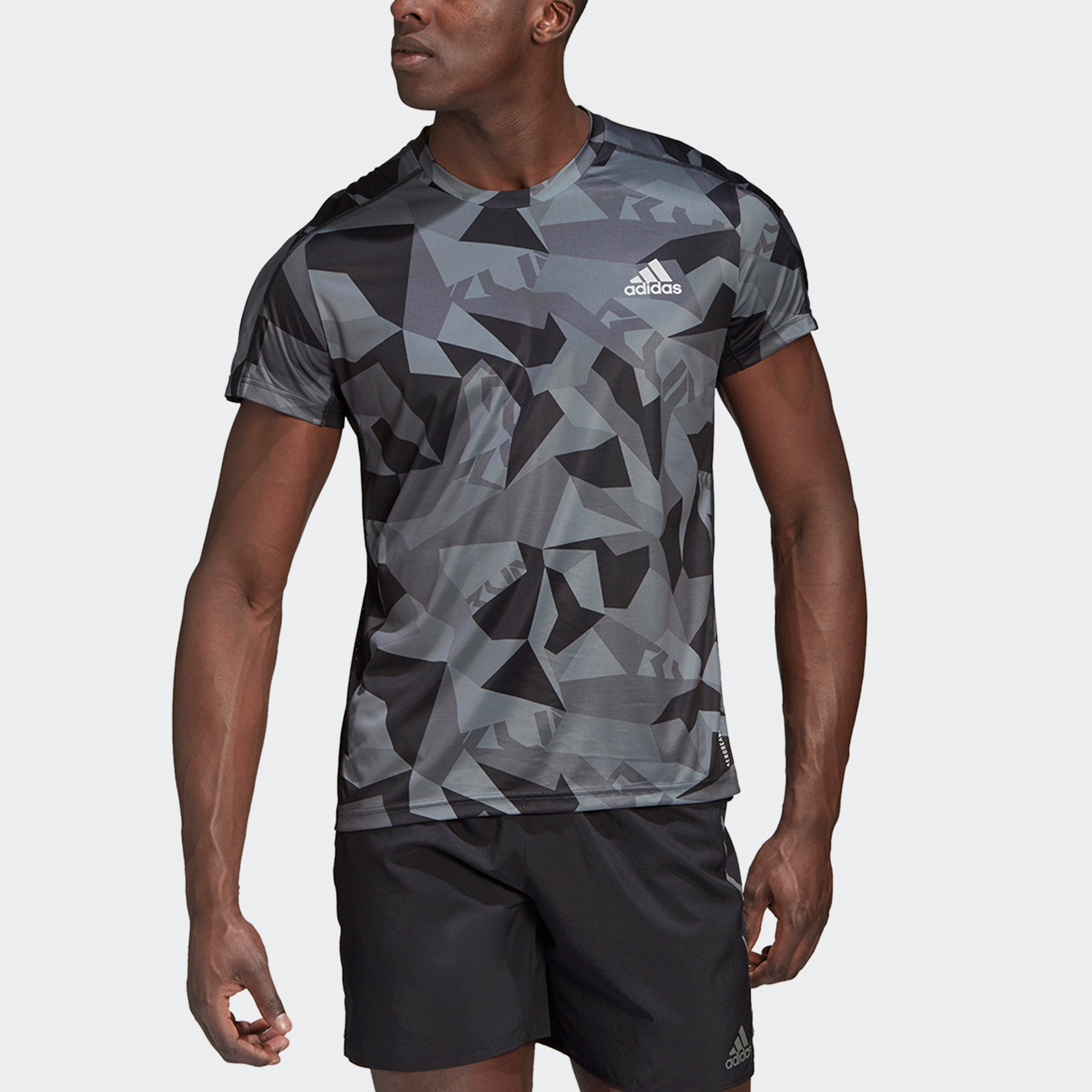 Adidas Running T Shirts Men’s Gray Crew Neck Moderate