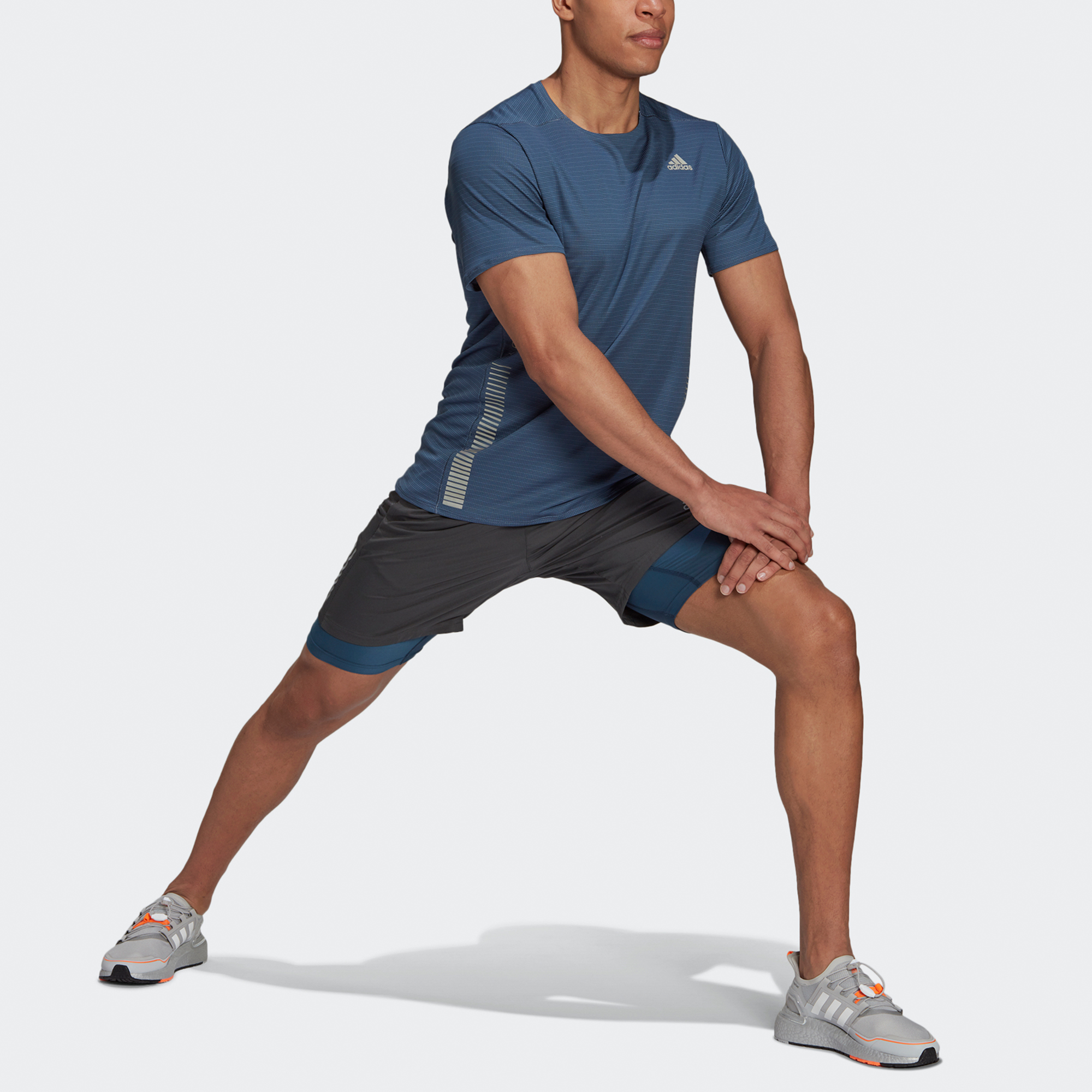 Adidas Running T Shirts Men’s Tech Blue Crew Neck Moderate Straight Fit