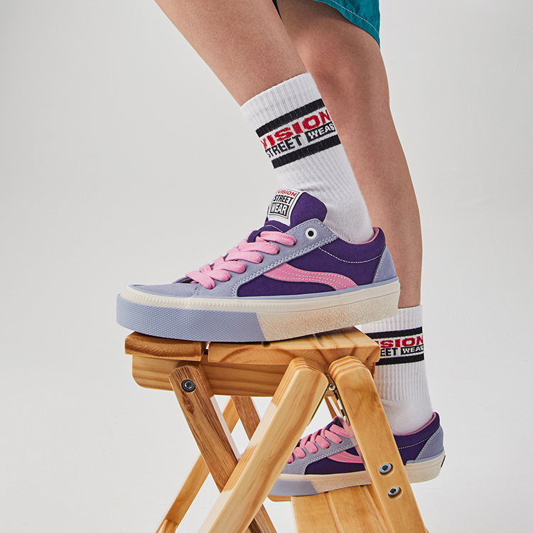 Vision Street Wear x ODDCIRKUS Astley Pro Low top Skateboard Shoes Unisex Purple, Light Purple, Pink, White, Multicolor