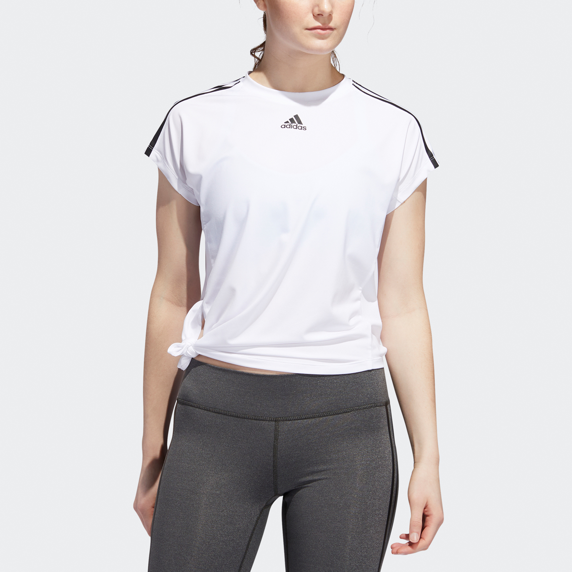 Женская футболка adidas 3s Tie Tee (белая) — фото 3