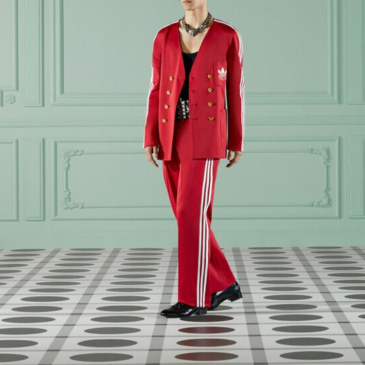 GUCCI x adidas Originals FW22 Striped Logo Blazer Red 707683-ZAKQN