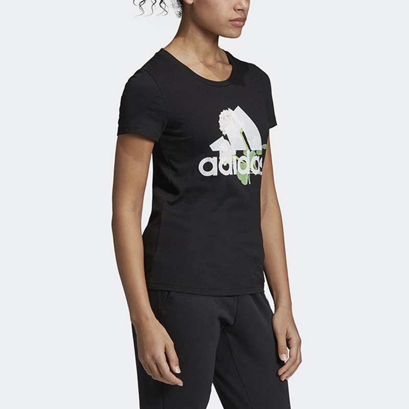Женская футболка adidas W Mh Flower Tee (черная) — фото 5