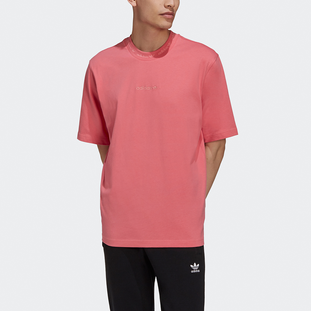 Мужская футболка adidas originals Rib Detail Tee T (ярко-розовая) — фото 2