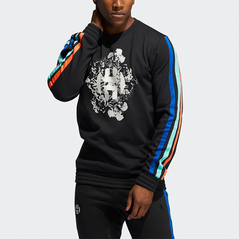 Мужской свитшот adidas Harden Fle Crew (черный) — фото 3