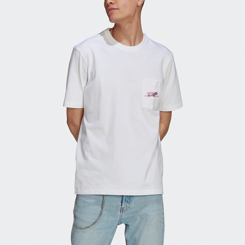 Мужская футболка adidas Adv Pkt Logotee (белая) — фото 3