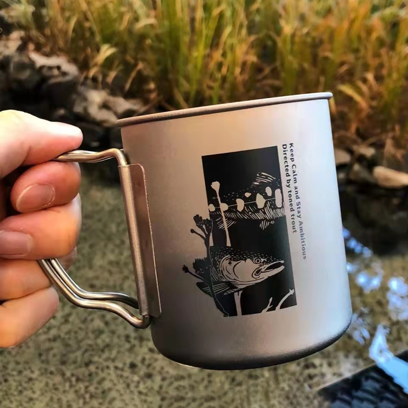 Snow Peak x TONEDTROUT Outdoor Water Equipment 450ml Camping Single Layer Titanium Cup 86.2*91.5mm