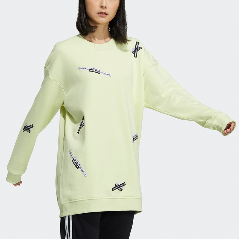 Женская худи adidas originals Long Crew (желтый) — фото 4