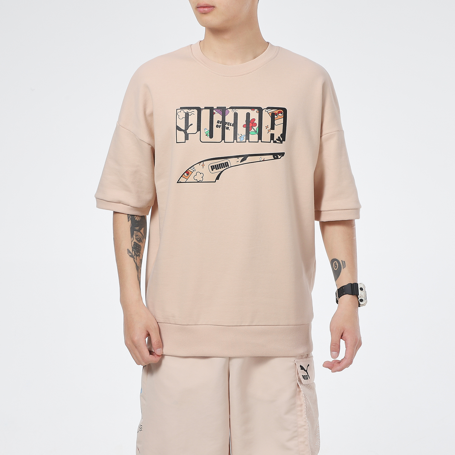 Мужская футболка PUMA с принтом (хаки) — фото 3