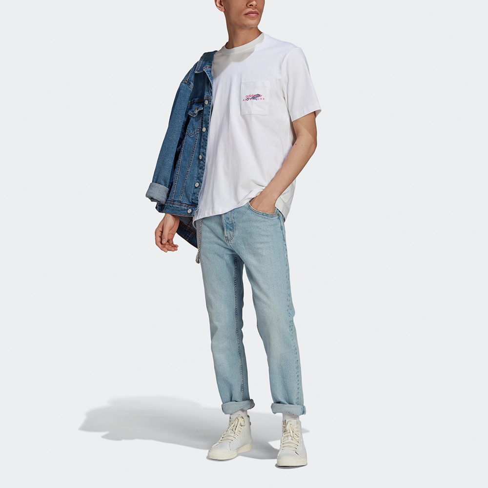 Мужская футболка adidas Adv Pkt Logotee (белая) — фото 2