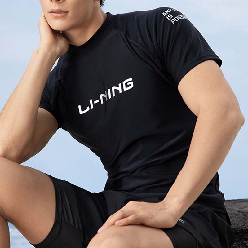 Li Ning Men’s Swimwear Men’s Black Casual Surf Swimsuit