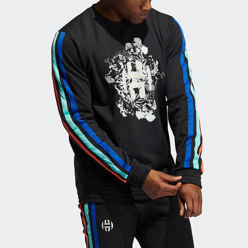 Мужской свитшот adidas Harden Fle Crew (черный) — фото 5