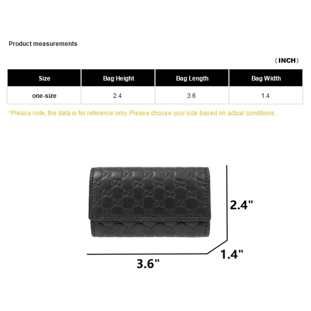 GUCCI Cow Leather Key Pouch Wallets Men's Black