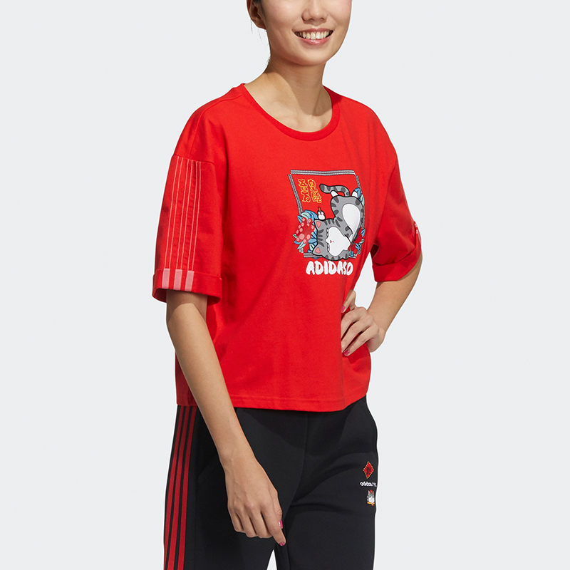 Женская футболка adidas neo x (красная) — фото 3