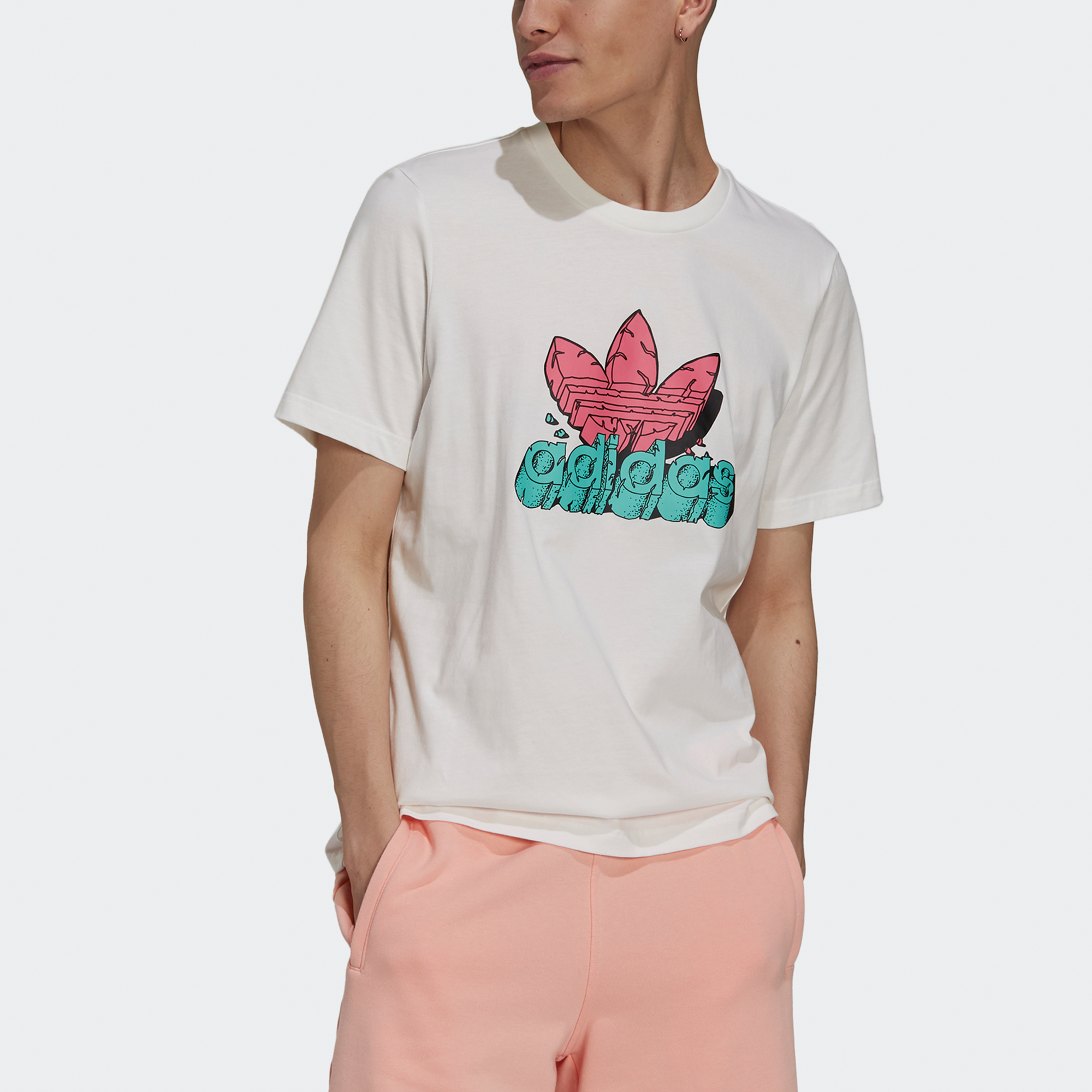Мужская футболка adidas originals 5 As Tee LogoT (бежевая) — фото 2