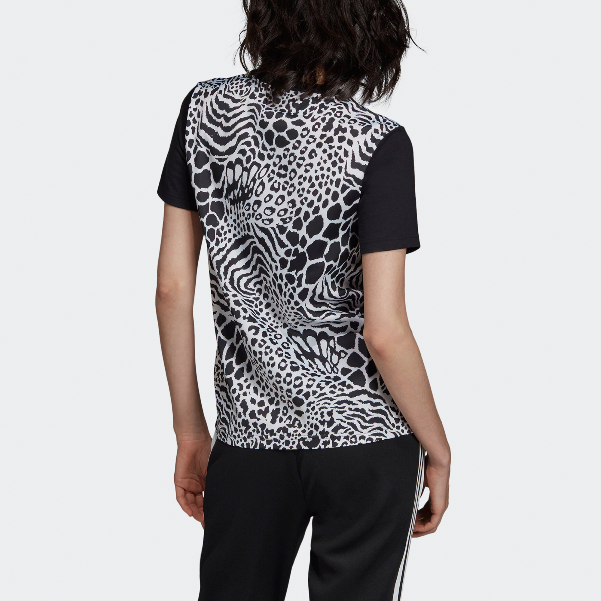Женская футболка adidas originals (черная с леопардовым принтом) — фото 4