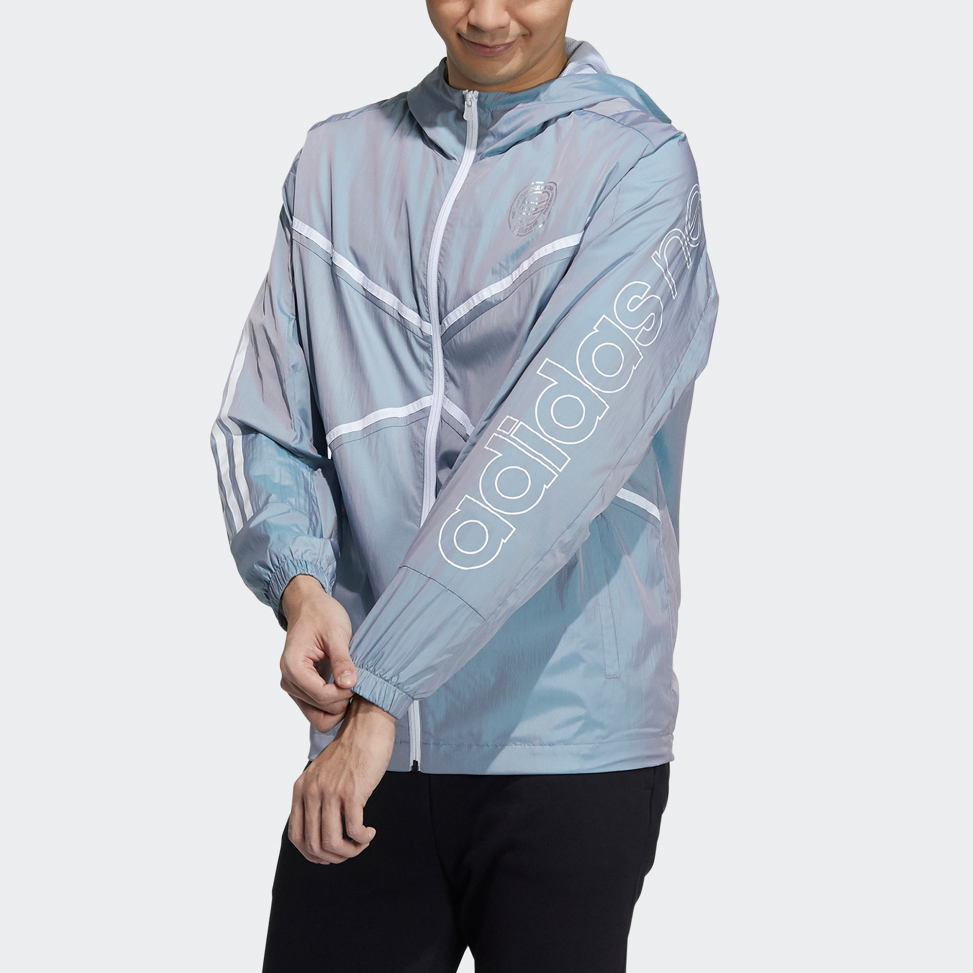 Мужская куртка adidas neo M Hype Wb Q2 (голубая) — фото 2