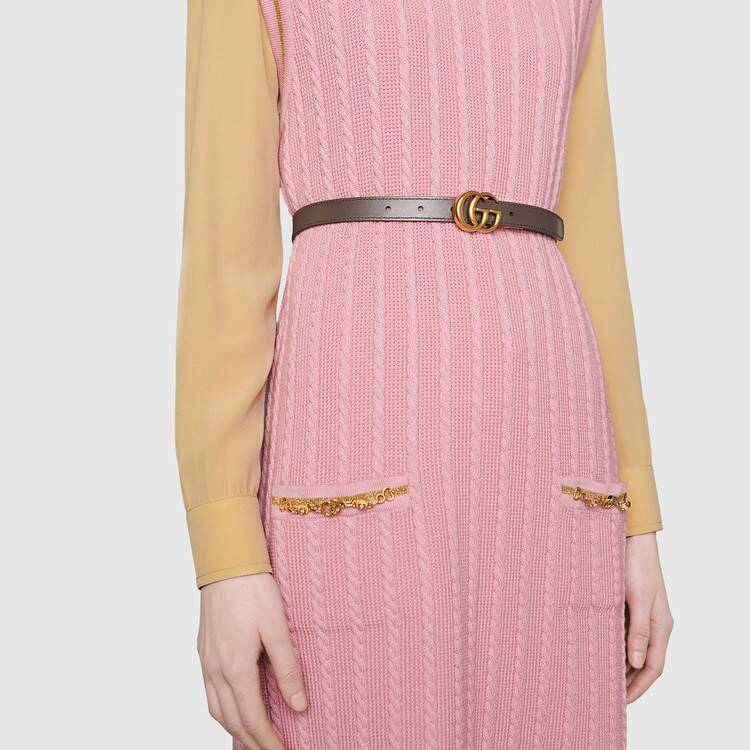 Ремень Gucci GG Marmont G 2cm (коричневый) — фото 7