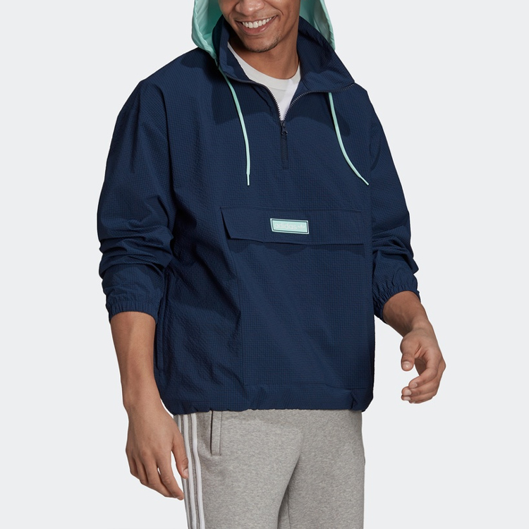 Мужская куртка adidas originals Quarter Zip (синяя) — фото 4