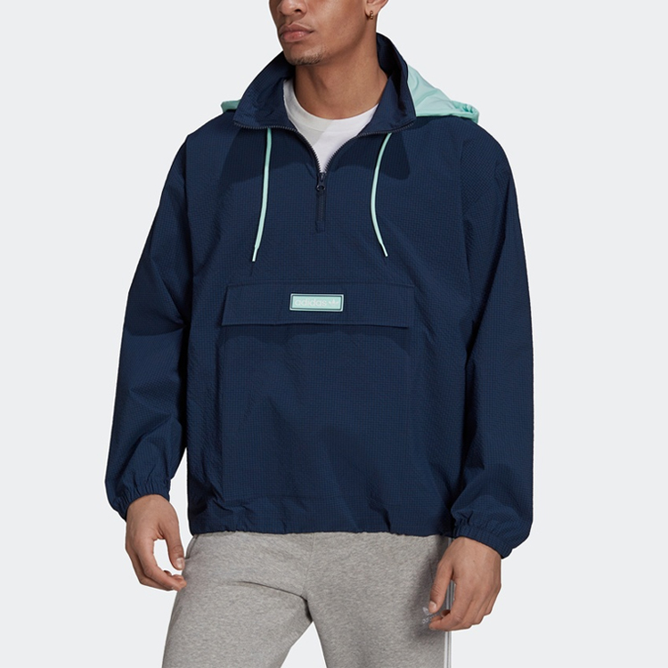 Мужская куртка adidas originals Quarter Zip (синяя) — фото 3