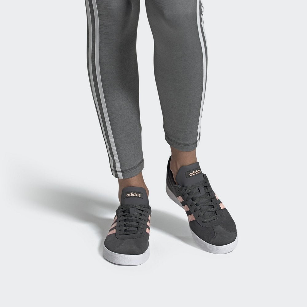 Женские кеды adidas neo VL Court 2.0 (серые) — Серый / розовый — фото 7