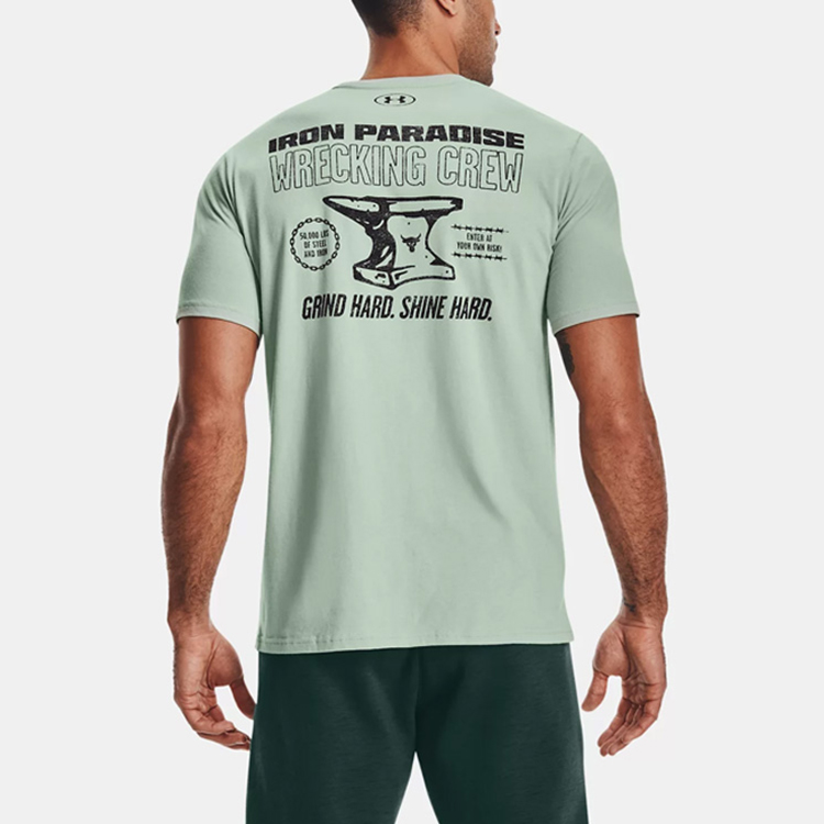 Мужская футболка Under Armour Project Rock T (светло-зеленая) — фото 4