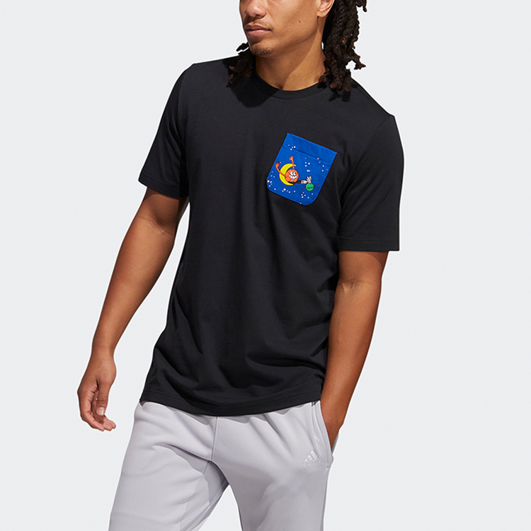 Мужская футболка adidas T (черная) — фото 4