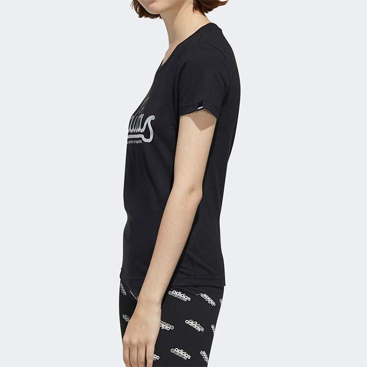Женская футболка adidas с логотипом (черная) — фото 4