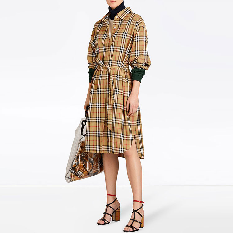 Женское платье-рубашка Burberry (классическое желтое) — фото 4