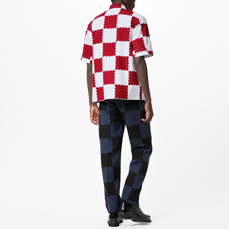 Мужская рубашка Louis Vuitton x NIGO2 (красно-белая) — фото 3