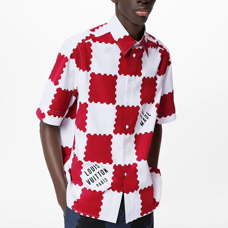 Мужская рубашка Louis Vuitton x NIGO2 (красно-белая) — фото 6