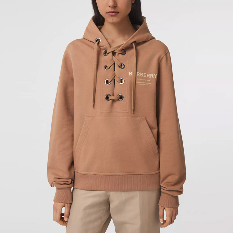 Женское худи Burberry с принтом (бежевое) — фото 4