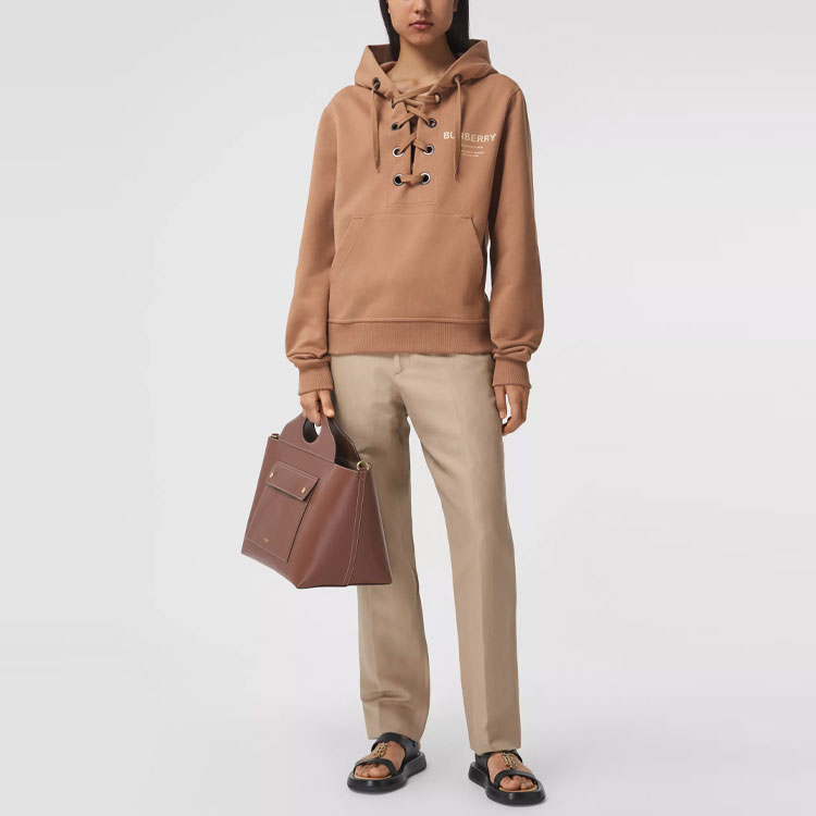 Женское худи Burberry с принтом (бежевое) — фото 5
