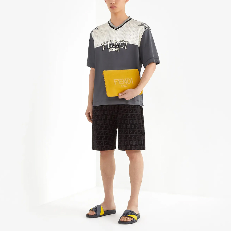 Мужская футболка Fendi T-shirt (серая) — фото 3