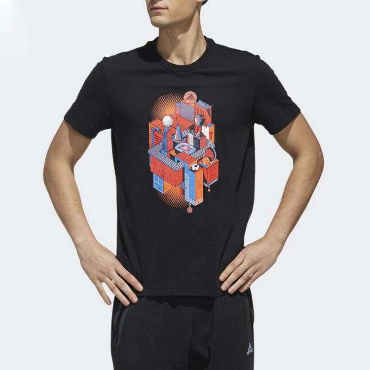 Мужская футболка adidas Print (черная) — фото 3