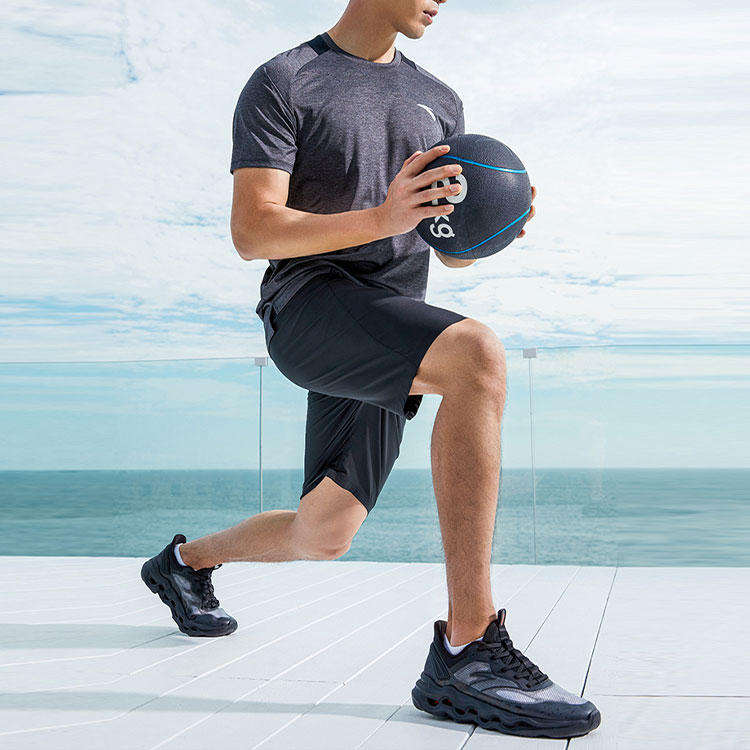 ANTA Variety Training Collection Casual Sportswear Men’s Black Heather Gray Crew Neck Moderate