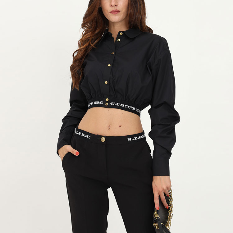 Женская лонгслив Versace JEANS COUTURE FW22 Logo (черная) — фото 3