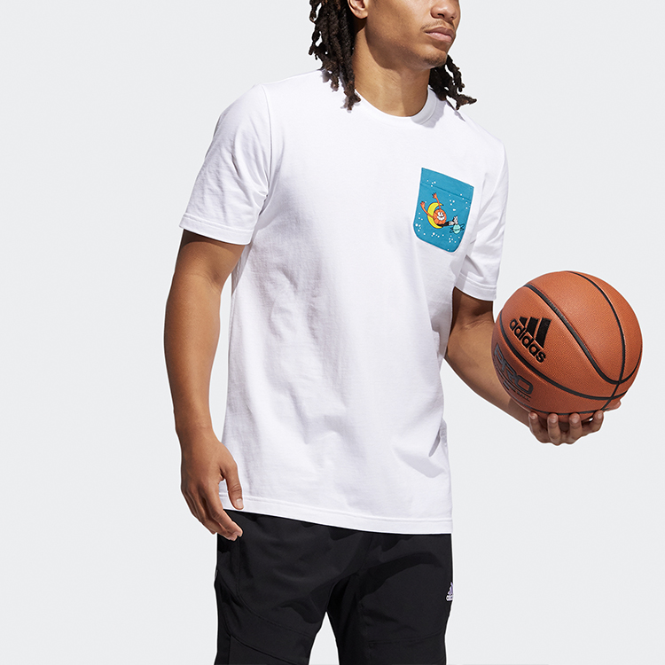 Мужская футболка adidas Lil Stripe Pckt (белая) — фото 3