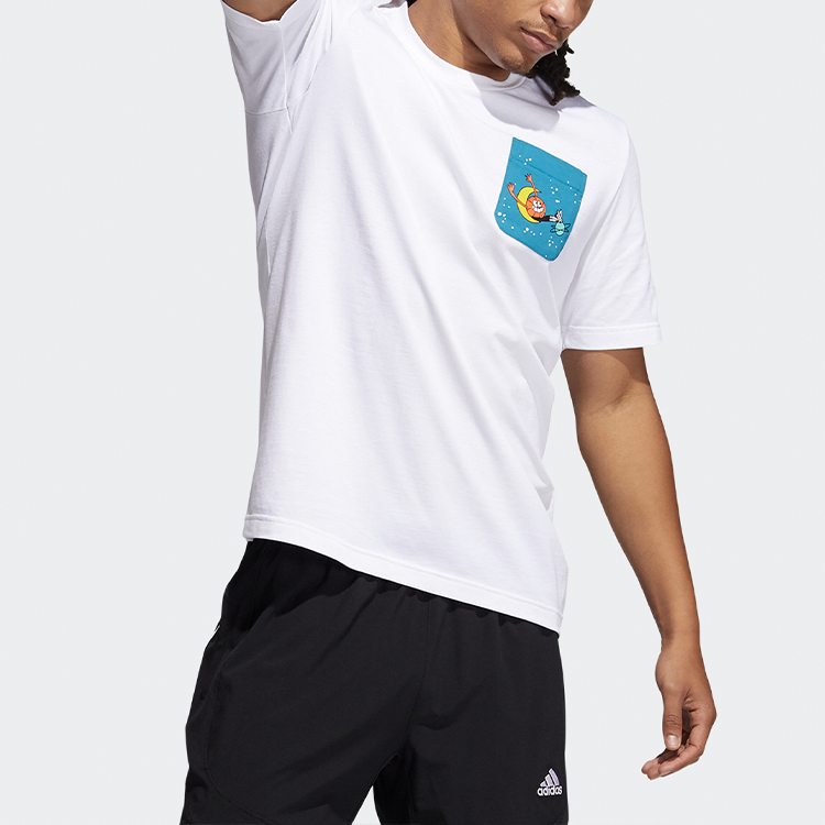 Мужская футболка adidas Lil Stripe Pckt (белая) — фото 4