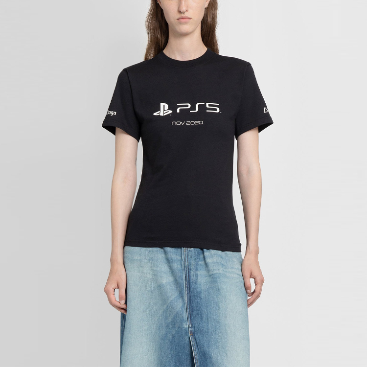 Женская футболка Balenciaga 661705TKVF31070 (черная) — Черный — фото 3