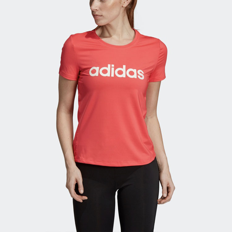 Женская футболка adidas W D2m Lo Tee (розовая) — фото 4