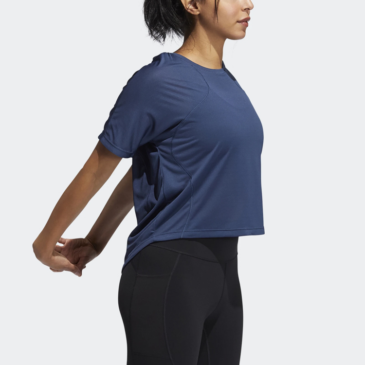 Женская футболка adidas SS21 T (темно-синяя) — фото 4