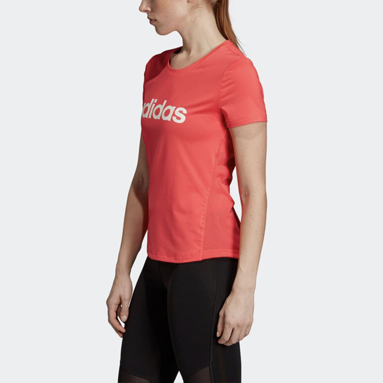 Женская футболка adidas W D2m Lo Tee (розовая) — фото 7