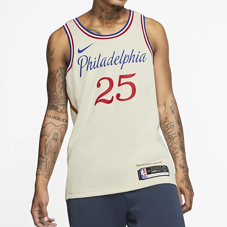 Мужская футболка Nike NBA Philadelphia 76ers (бежевая) — фото 3