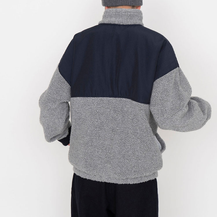 Куртка nanamica FW22 Vintage Wool Fleece Jacket (бежево-синяя) — фото 5