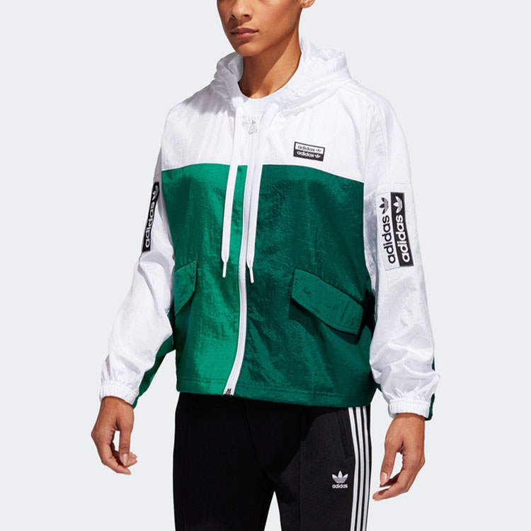 Женская куртка adidas originals (зелено-белая) — фото 4